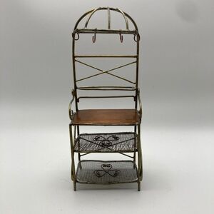 Vintage Dollhouse Miniature Bakers Rack Metal Wire and Copper Approx. 7x2.5x1.5‎